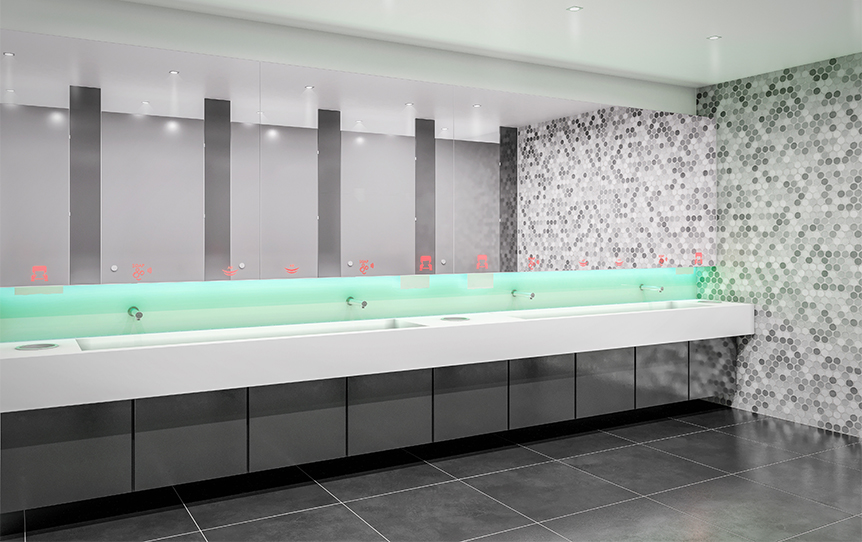 Four reasons for installing a "behindthemirror" system in a public toilet